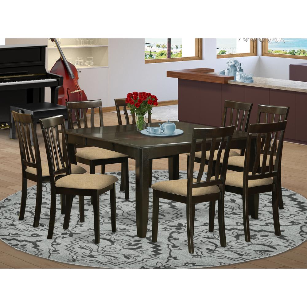 9 Pc Dining Room Set-Square Gathering Table With Leaf And 8 Dining Chairs By East West Furniture | Dining Sets | Modishstore - 2