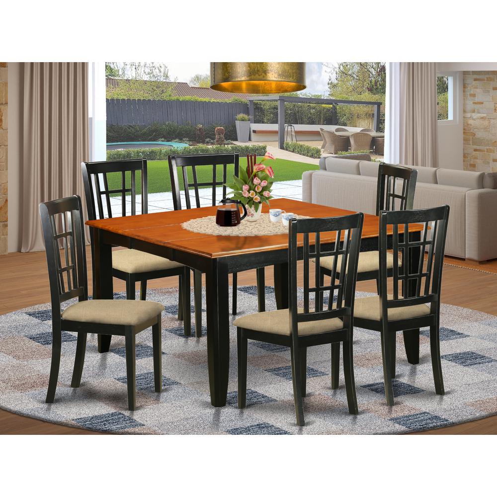 7 Pc Dining Room Set-Dining Table And 6 Wooden Dining Chairs By East West Furniture - Pfni7-Bch-C | Dining Sets | Modishstore - 2