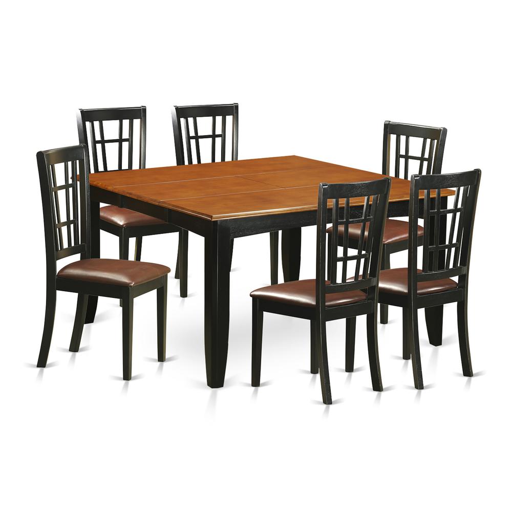 7 Pc Dining Room Set-Dining Table And 6 Wooden Dining Chairs By East West Furniture - Pfni7-Bch-Lc | Dining Sets | Modishstore - 2
