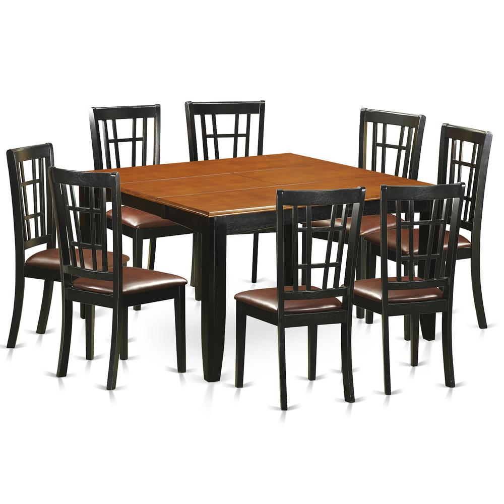 9 Pc Dining Room Set-Dining Table And 8 Wooden Dining Chairs By East West Furniture - Pfni9-Bch-Lc | Dining Sets | Modishstore - 2