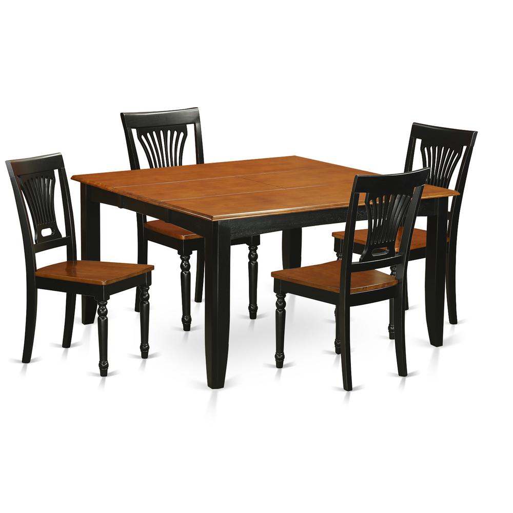 5 Pc Dining Room Set-Dining Table And 4 Wood Dining Chairs By East West Furniture - Pfpl5-Bch-W | Dining Sets | Modishstore - 2