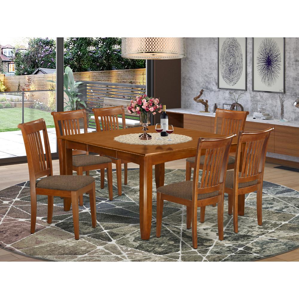 7 Pc Dining Set-Square Dining Table With Leaf And 6 Dining Chairs By East West Furniture | Dining Sets | Modishstore - 2