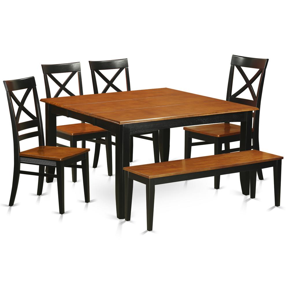 6 Pc Dining Room Set With Bench-Dining Table With 4 Wooden Dining Chairs And A Bench By East West Furniture | Dining Sets | Modishstore - 2