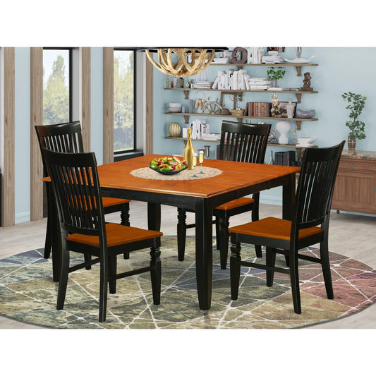Dining Room Set Black & Cherry PFWE5-BCH-W By East West Furniture | Dining Sets | Modishstore