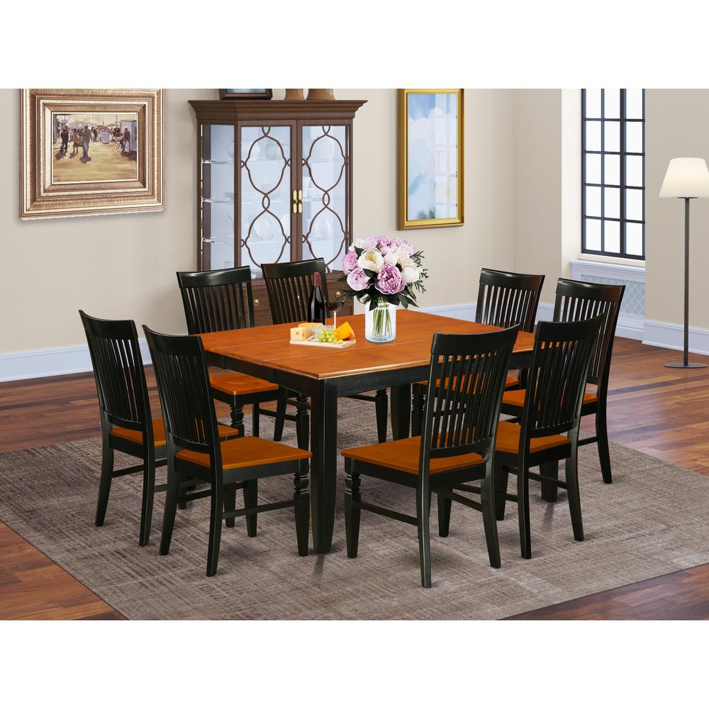 Dining Room Set Black & Cherry PFWE9-BCH-W By East West Furniture | Dining Sets | Modishstore