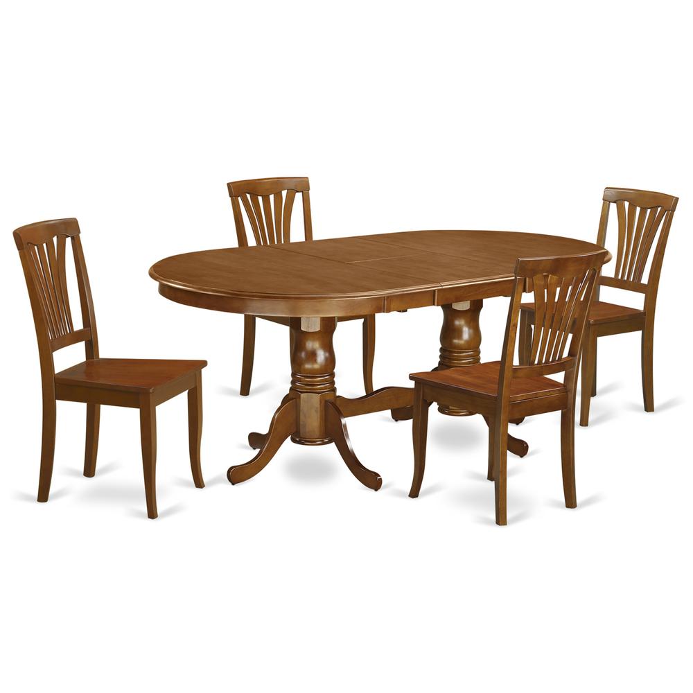 5 Pc Dining Set-Dining Table Plus 4 Dining Chairs By East West Furniture - Plav5-Sbr-W | Dining Sets | Modishstore - 2