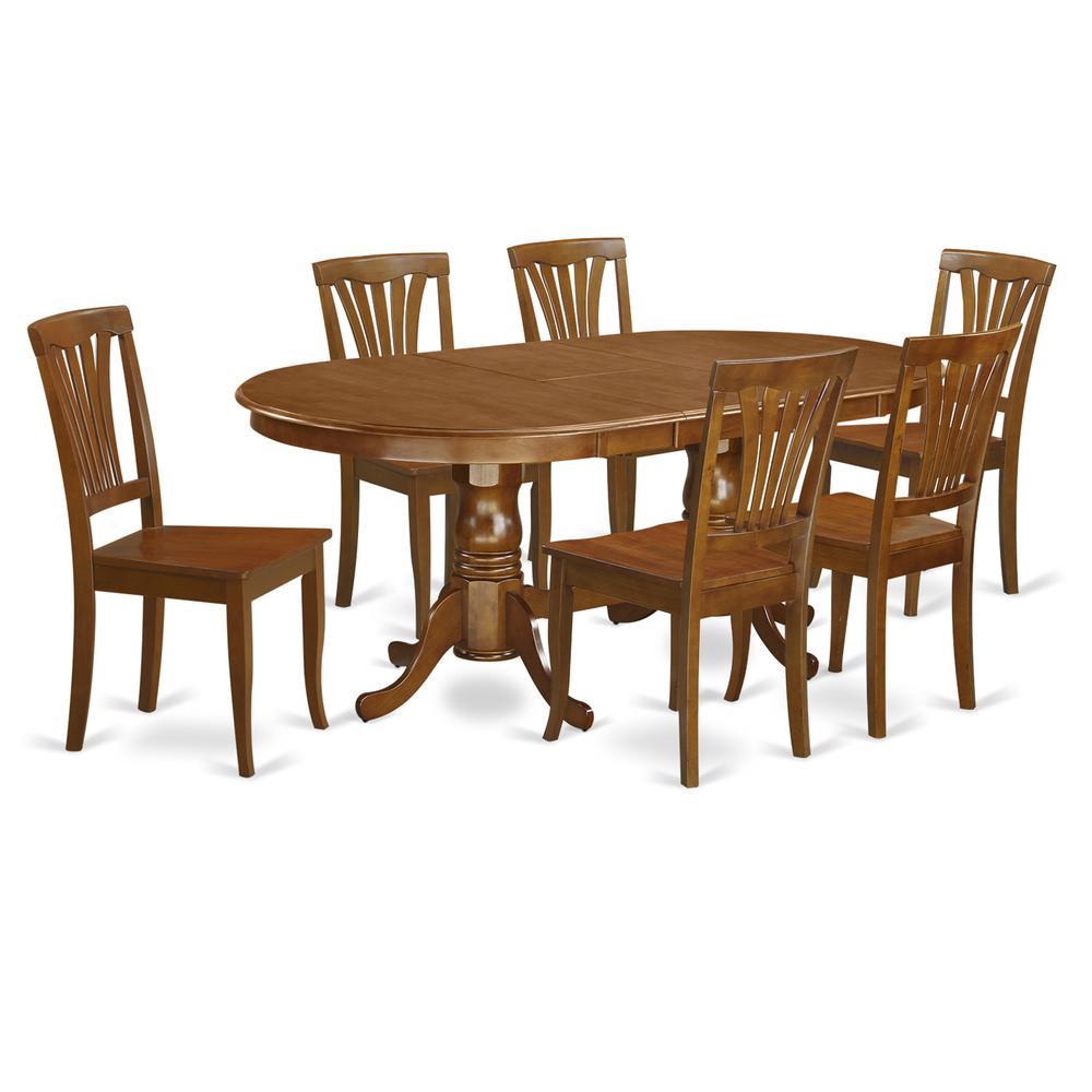 7 Pc Dining Room Set For 6-Dining Table And 6 Dining Chairs By East West Furniture - Plav7-Sbr-W | Dining Sets | Modishstore - 2