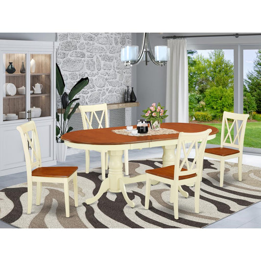 Dining Room Set Buttermilk & Cherry PLCL5-BMK-W By East West Furniture | Dining Sets | Modishstore
