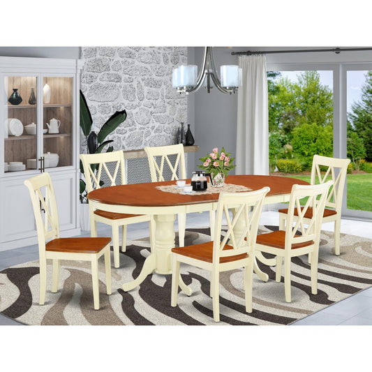 Dining Room Set Buttermilk & Cherry PLCL7-BMK-W By East West Furniture | Dining Sets | Modishstore