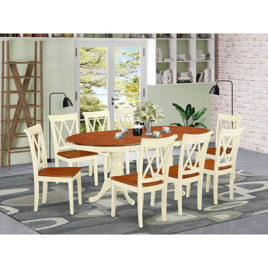 Dining Room Set Buttermilk & Cherry PLCL9-BMK-W By East West Furniture | Dining Sets | Modishstore