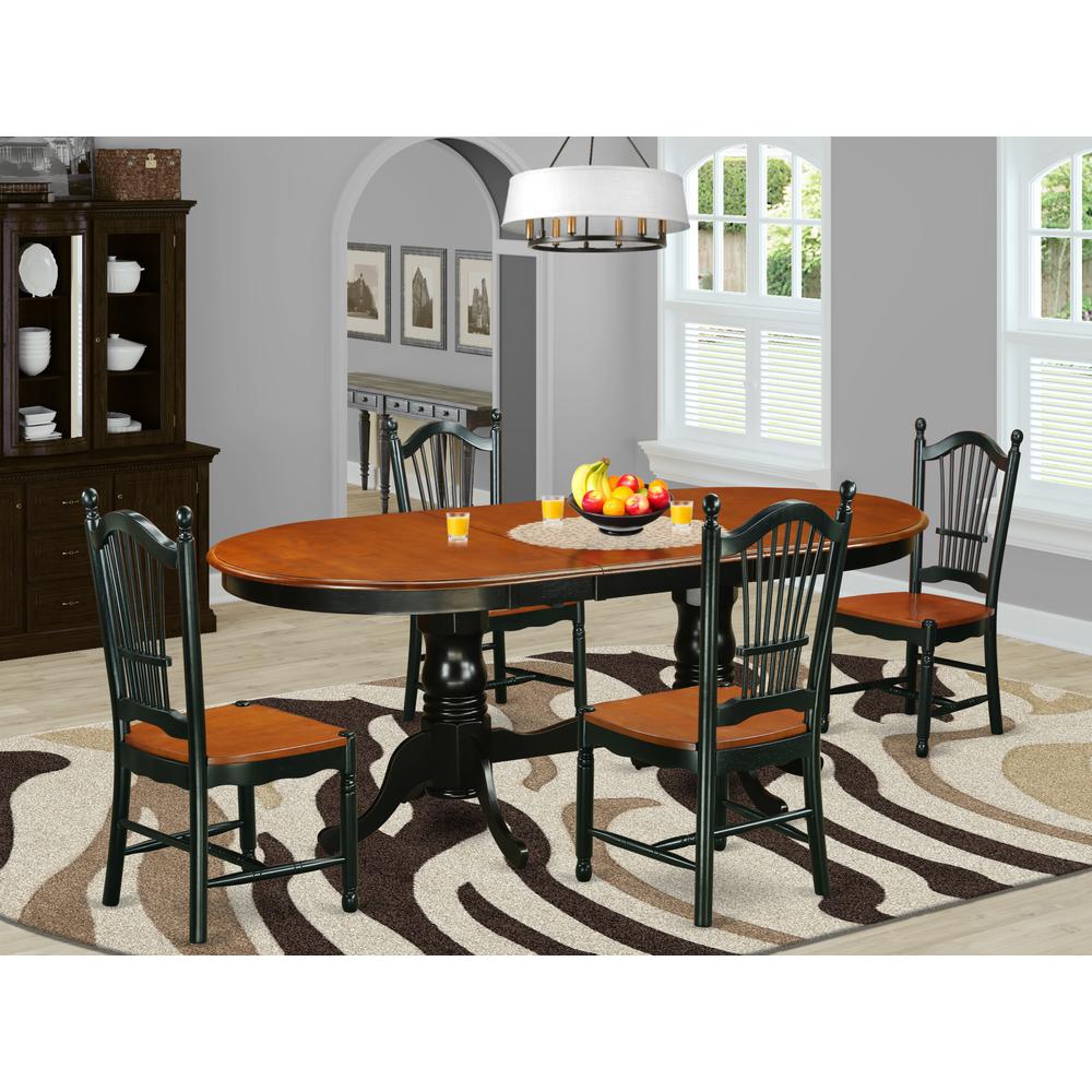 Dining Room Set Black & Cherry PLDO5-BCH-W By East West Furniture | Dining Sets | Modishstore
