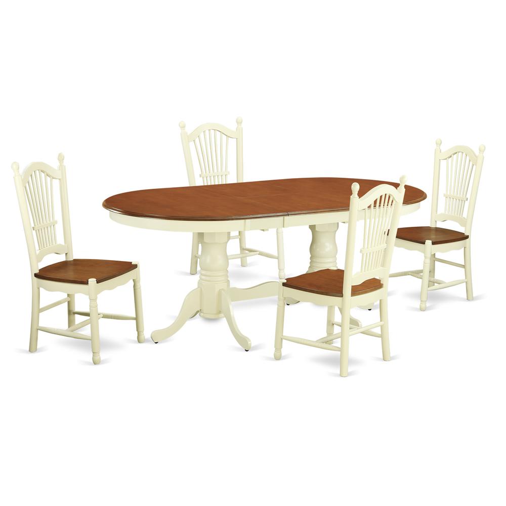 5 Pc Table And Chairs Set -Kitchen Dinette Table And 4 Dining Chairs By East West Furniture - Pldo5-Whi-W | Dining Sets | Modishstore - 2
