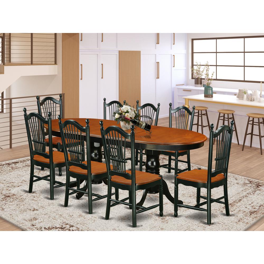 Dining Room Set Black & Cherry PLDO9-BCH-W By East West Furniture | Dining Sets | Modishstore