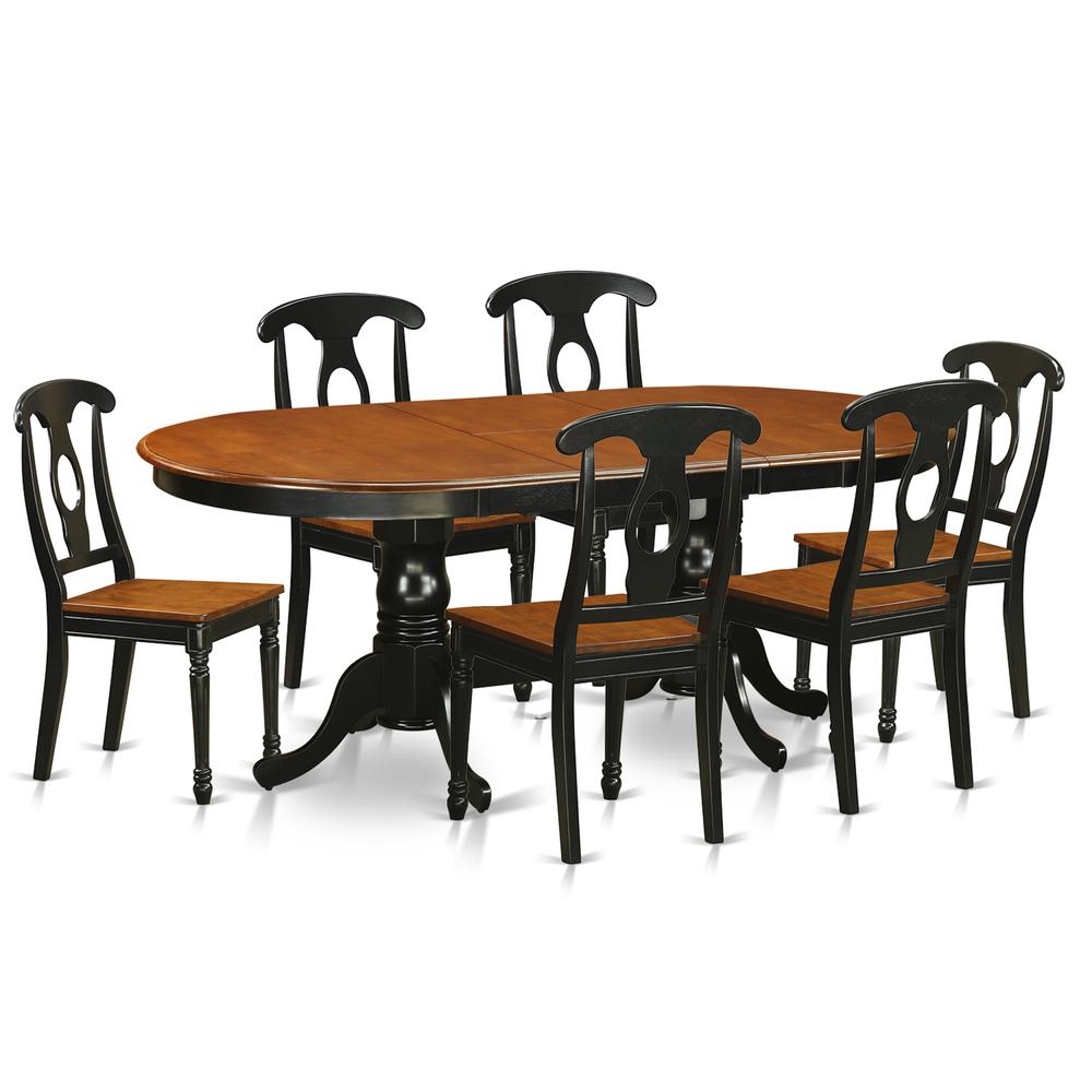 7 Pc Dining Room Set-Dining Table With 6 Wood Dining Chairs By East West Furniture - Plke7-Bch-W | Dining Sets | Modishstore - 2