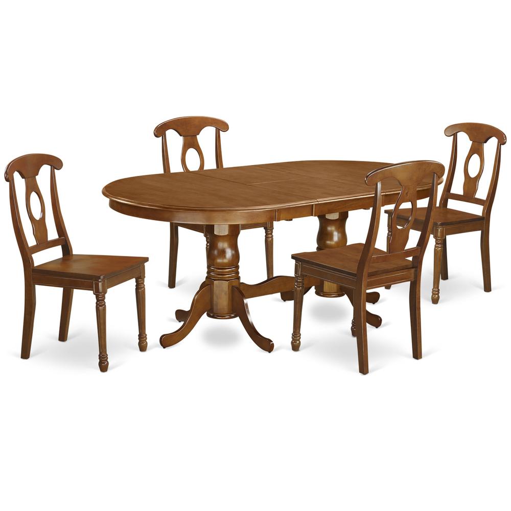 5 Pc Dining Set-Dining Table Plus 4 Dining Chairs By East West Furniture - Plna5-Sbr-W | Dining Sets | Modishstore - 2