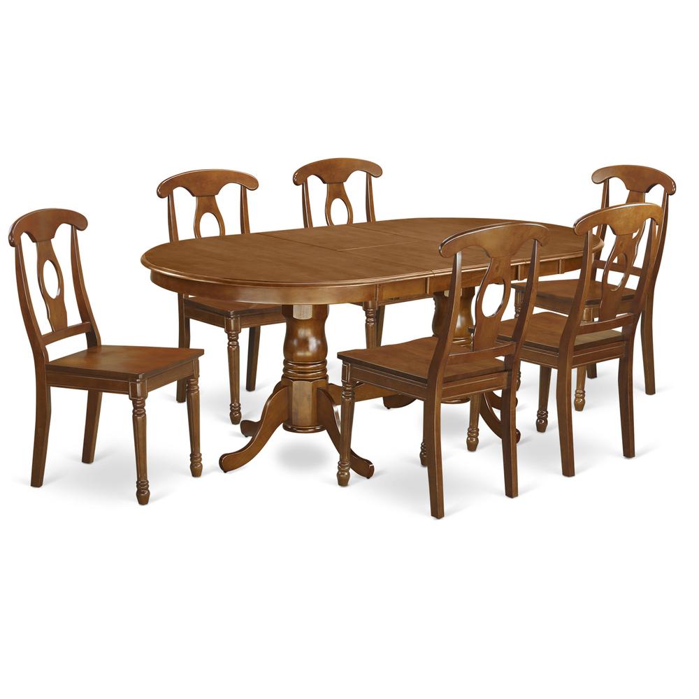 7 Pc Dining Room Set-Dining Table And 6 Dining Chairs By East West Furniture - Plna7-Sbr-W | Dining Sets | Modishstore - 2