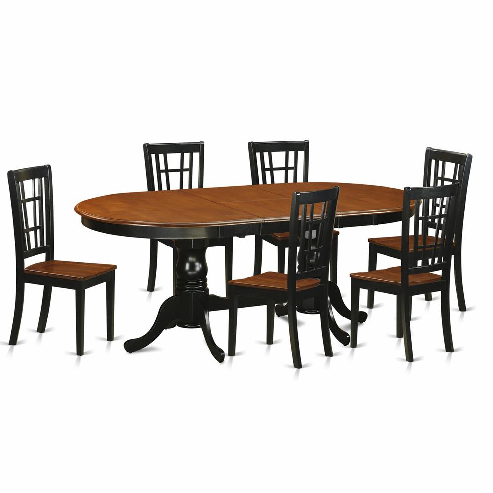 7 Pc Dining Room Set-Dining Table With 6 Wooden Dining Chairs By East West Furniture - Plni7-Bch-W | Dining Sets | Modishstore - 2