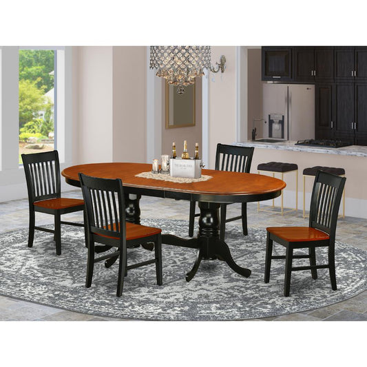 Dining Room Set Black & Cherry PLNO5-BCH-W By East West Furniture | Dining Sets | Modishstore