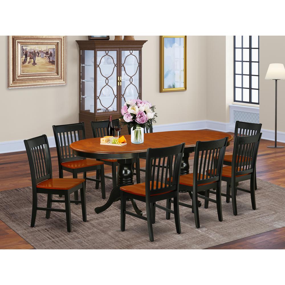 Dining Room Set Black & Cherry PLNO9-BCH-W By East West Furniture | Dining Sets | Modishstore