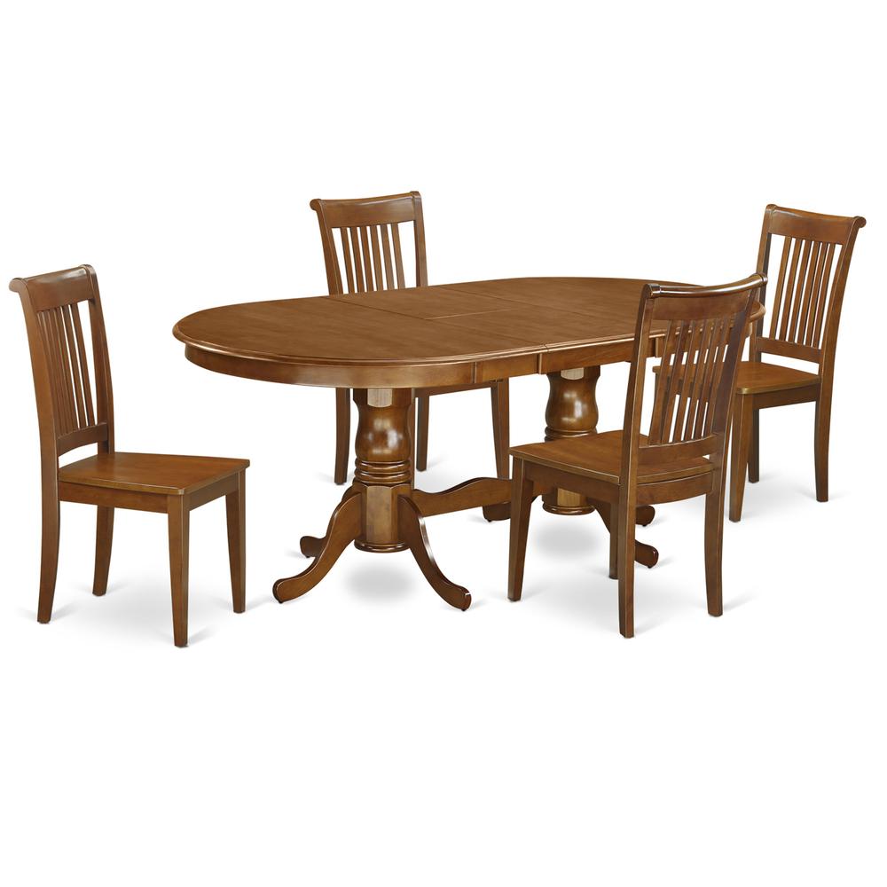 5 Pc Dining Room Set-Dining Table And 4 Dining Chairs By East West Furniture - Plpo5-Sbr-W | Dining Sets | Modishstore - 2