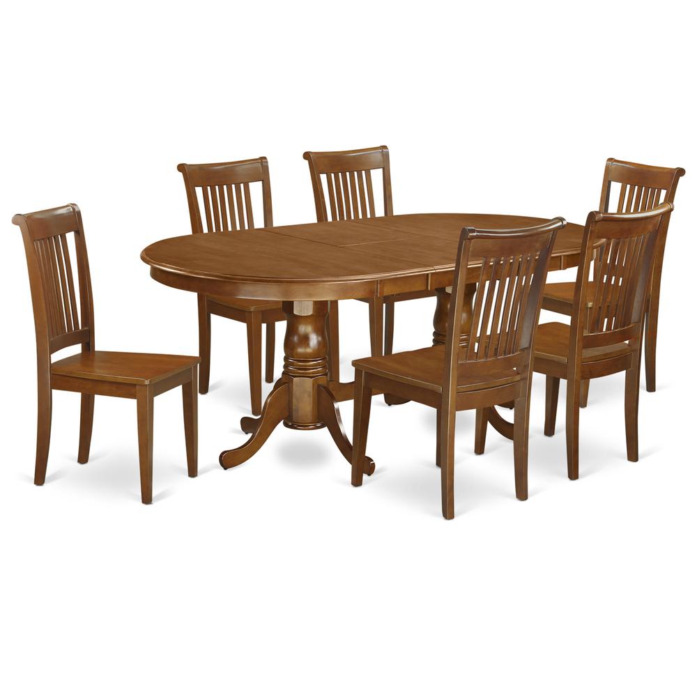 7 Pc Dining Room Set For 6-Dining Table And 6 Dining Chairs By East West Furniture - Plpo7-Sbr-W | Dining Sets | Modishstore - 2