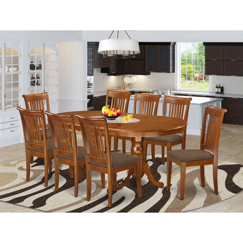 9 Pc Dining Room Set-Dining Table Plus 8 Dining Chairs By East West Furniture - Plpo9-Sbr-C | Dining Sets | Modishstore - 2