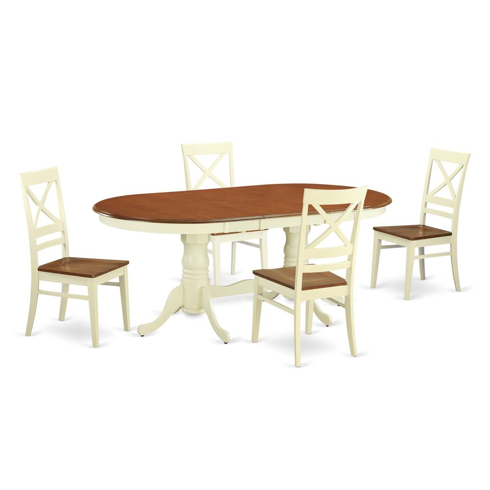 5 Pctable And Chairs Set For 4-Dinette Table And 4 Kitchen Dining Chairs By East West Furniture - Plqu5-Whi-W | Dining Sets | Modishstore - 2