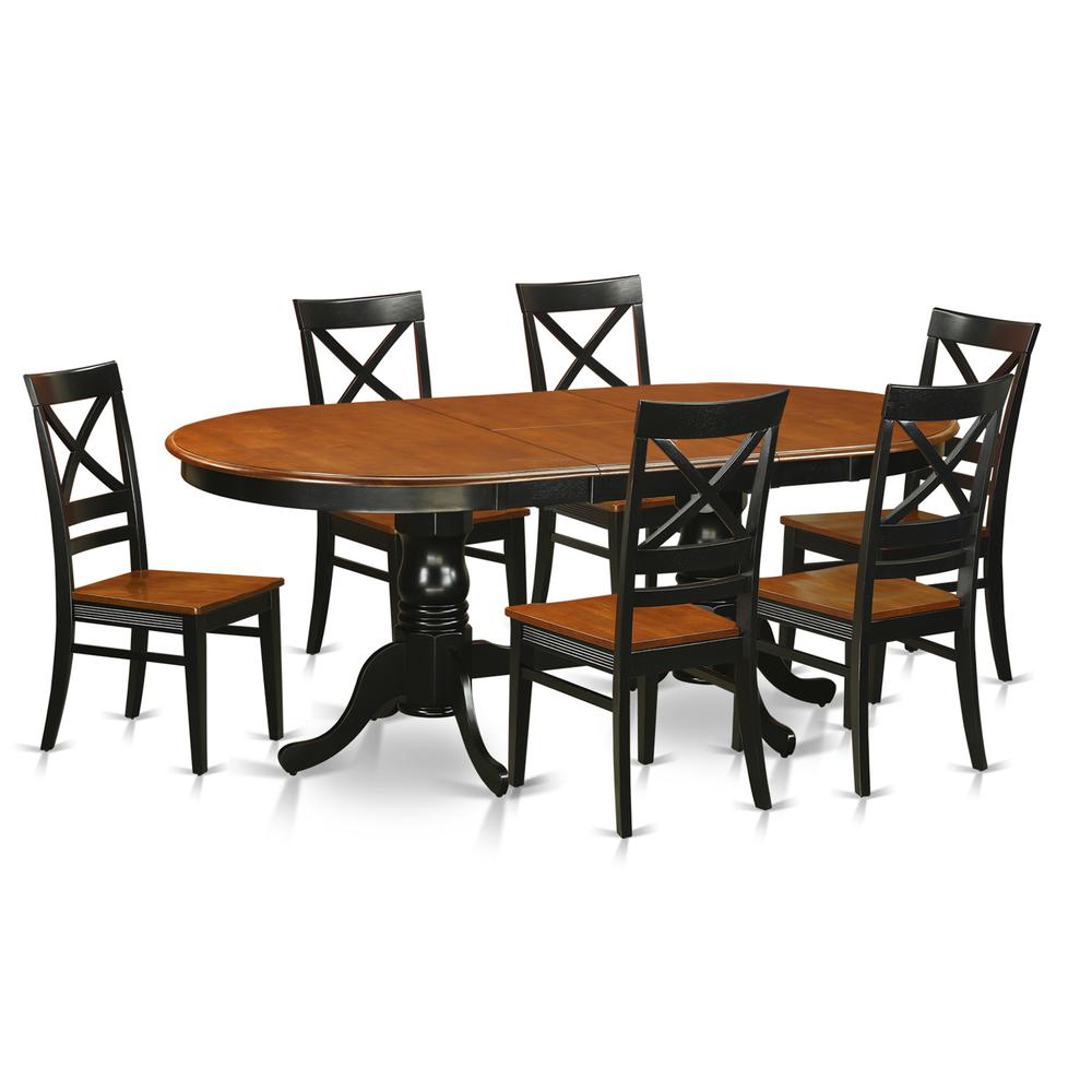 7 Pc Dining Set-Dining Table With 6 Wood Dining Chairs By East West Furniture - Plqu7-Bch-W | Dining Sets | Modishstore - 2