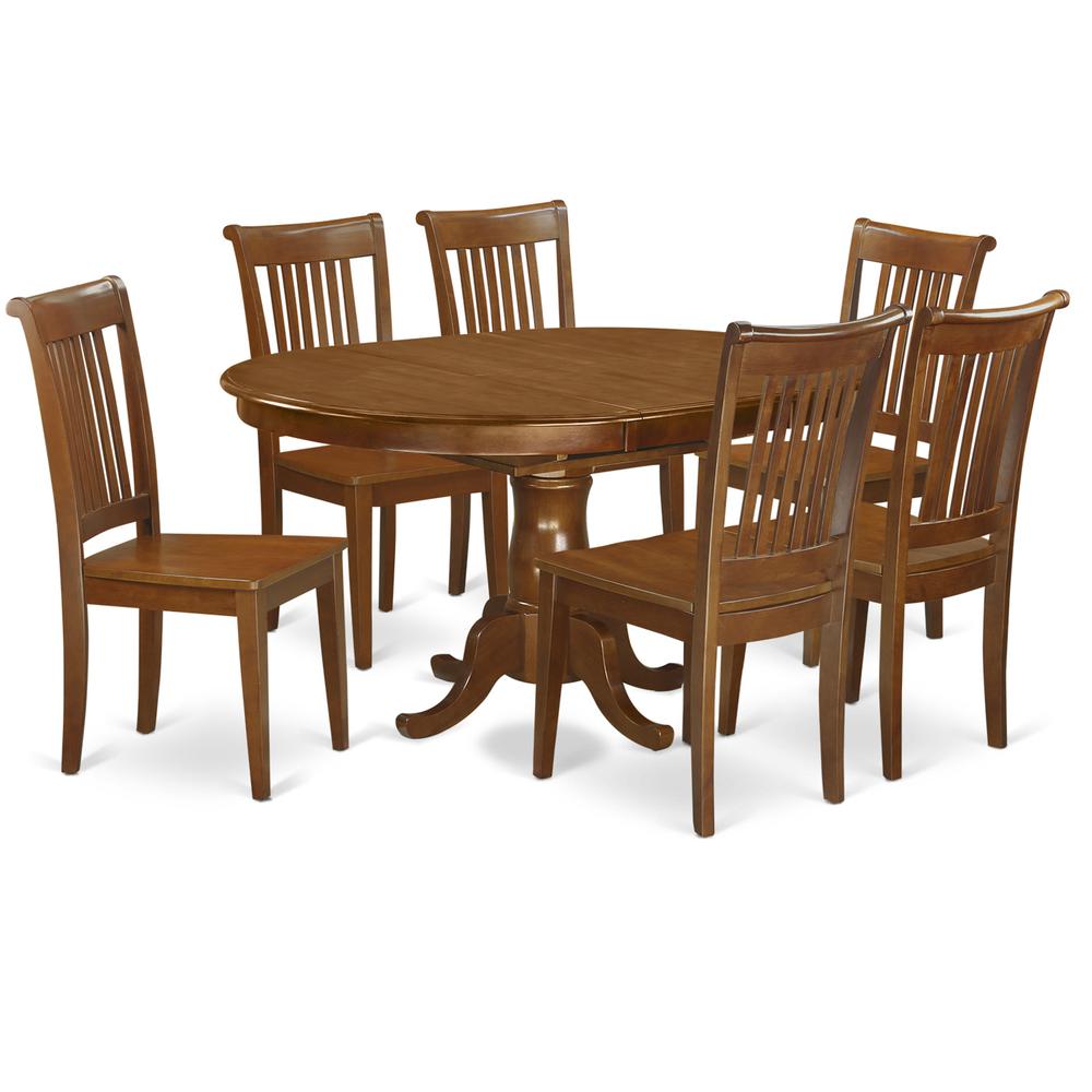 7 Pc Dining Room Set For 6-Oval Dining Table With Leaf And 6 Dining Chairs By East West Furniture | Dining Sets | Modishstore - 2