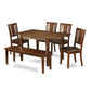6-Pc Dining Room Set With Bench- Table With 4 Dining Chairs And Bench By East West Furniture | Dining Sets | Modishstore - 2