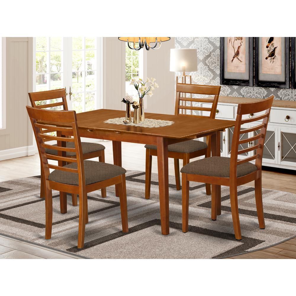 5 Pc Dinette Set - Table With Leaf And 4 Dining Chairs By East West Furniture | Dining Sets | Modishstore - 2