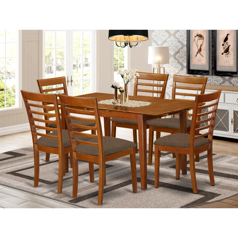 7 Pc Table And Chair Set - Table And 6 Kitchen Dining Chairs By East West Furniture | Dining Sets | Modishstore - 2