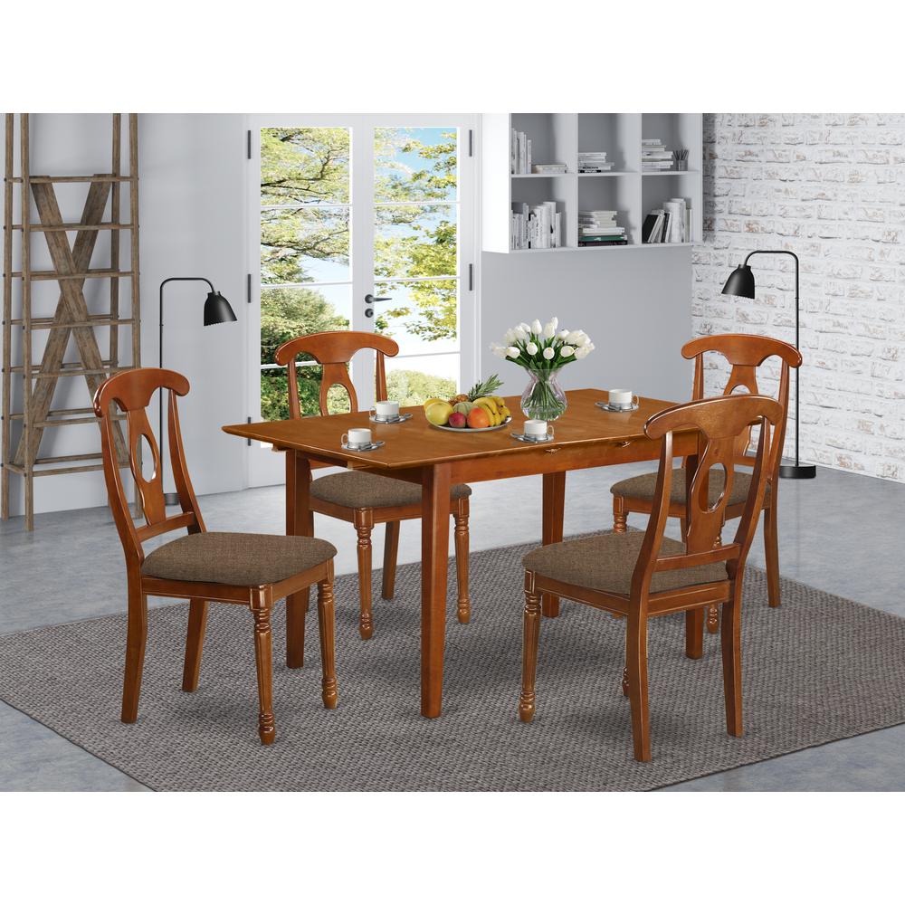 5 Pc Kitchen Table Set Table With Leaf And 4 Dining Table Chairs By East West Furniture - Psna5-Sbr-C | Dining Sets | Modishstore - 2