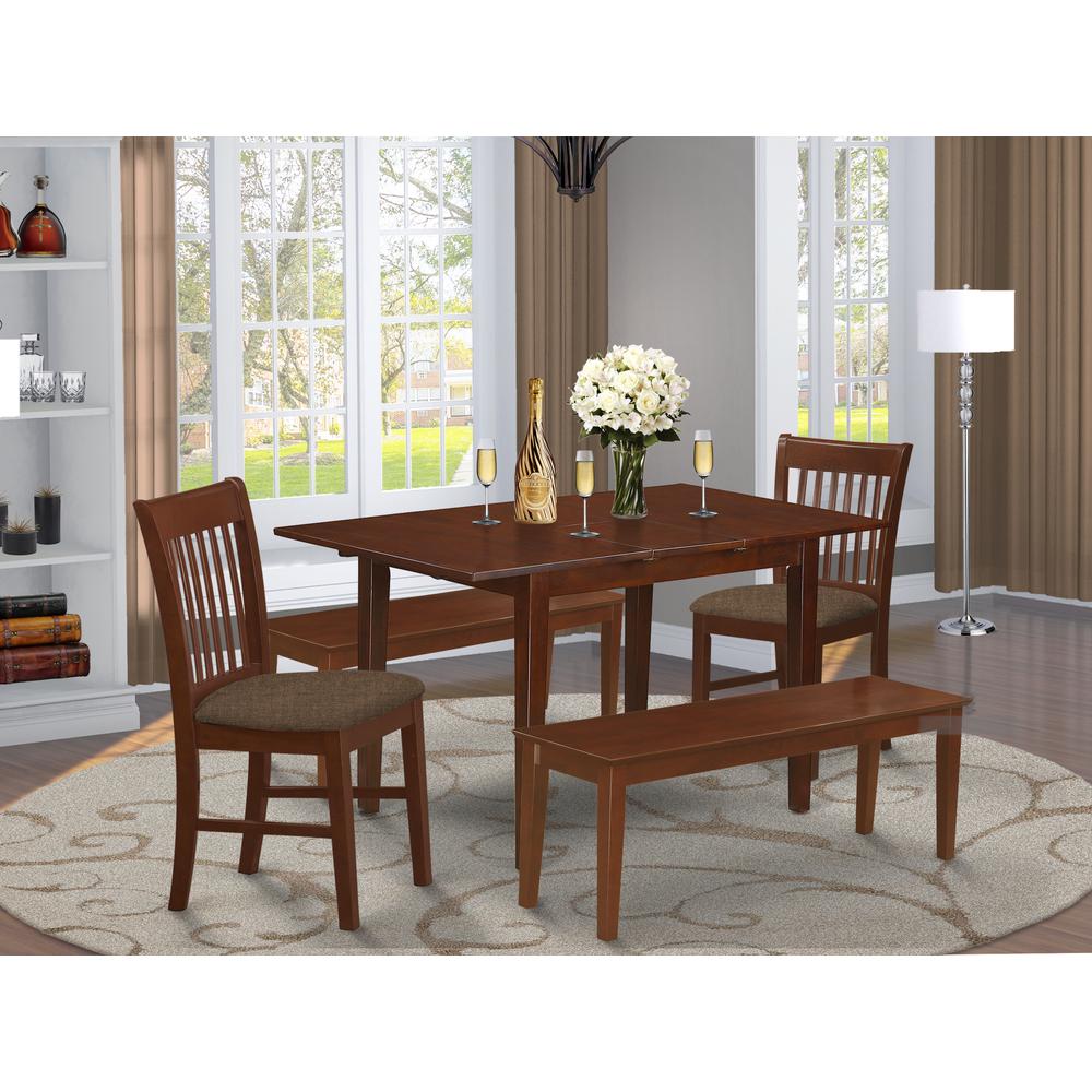 5 Pc Dining Room Set- Table With 2 Dining Table Chairs And 2 Benches By East West Furniture | Dining Sets | Modishstore - 2