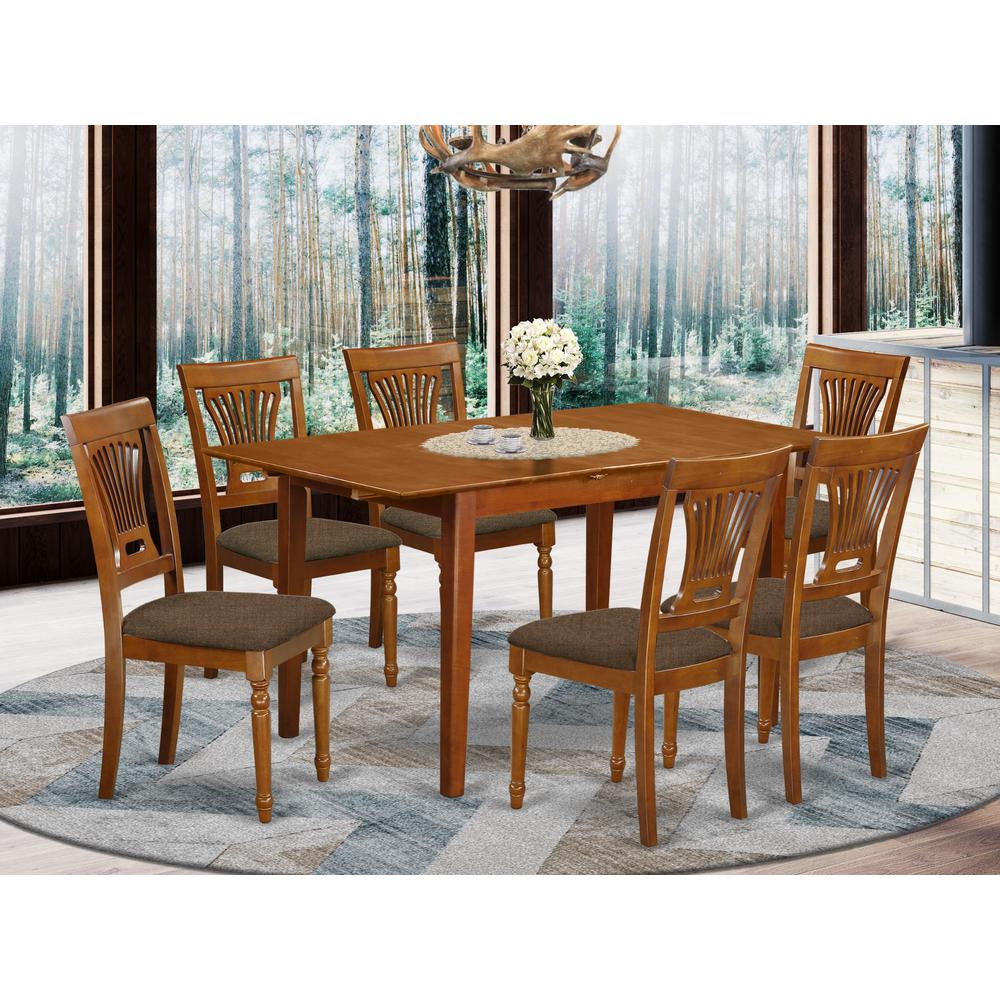 7 Pc Kitchenkitchen Dinette Set- Table With Leaf And 6 Chairs For Dining Room By East West Furniture | Dining Sets | Modishstore - 2