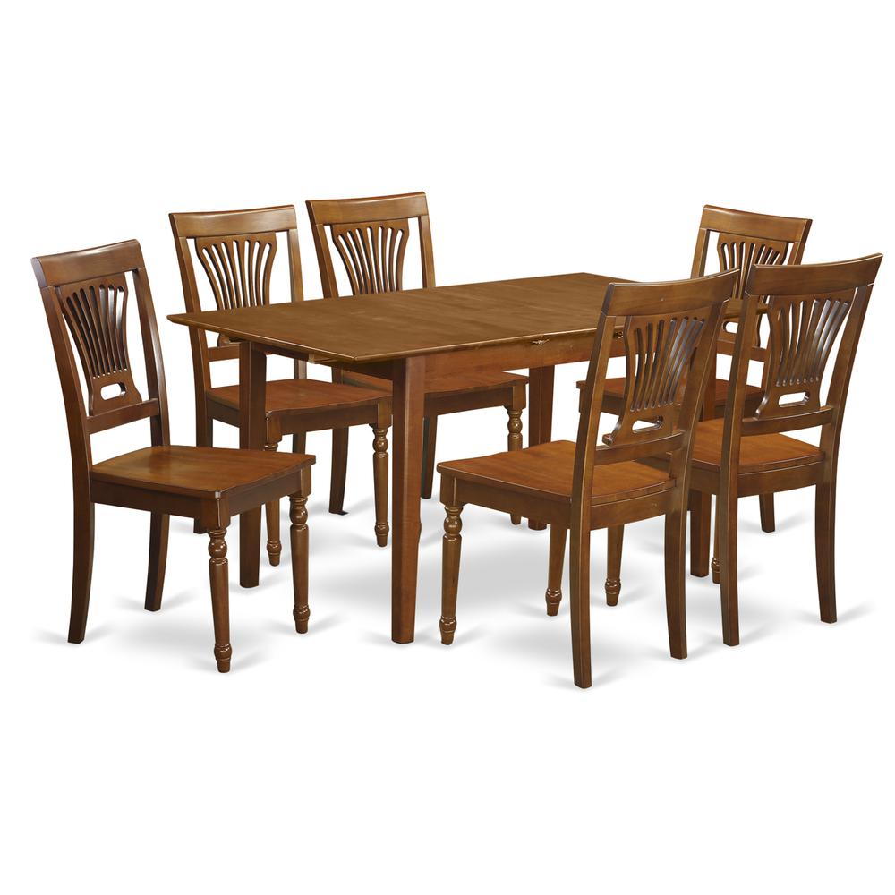 7 Pc Kitchen Table And Chair Set - Table With Leaf And 6 Dining Chairs By East West Furniture | Dining Sets | Modishstore - 2