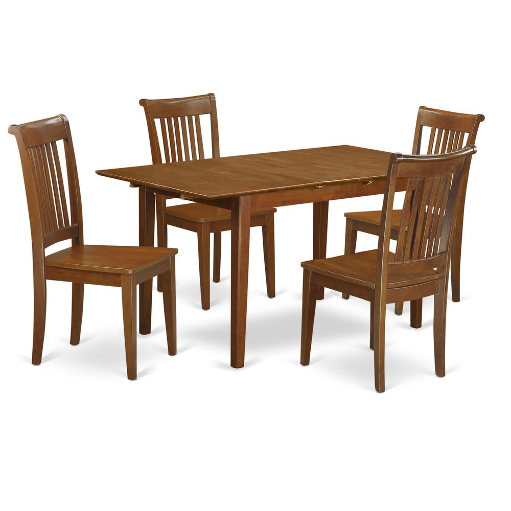 5 Pc Kitchen Table Set Table With Leaf And 4 Kitchen Chairs By East West Furniture | Dining Sets | Modishstore - 2
