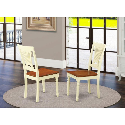Plainville Kitchen Dining Chair Wood Seat - Buttermilk And Cherry Finish, Set Of 2 By East West Furniture | Dining Chairs | Modishstore