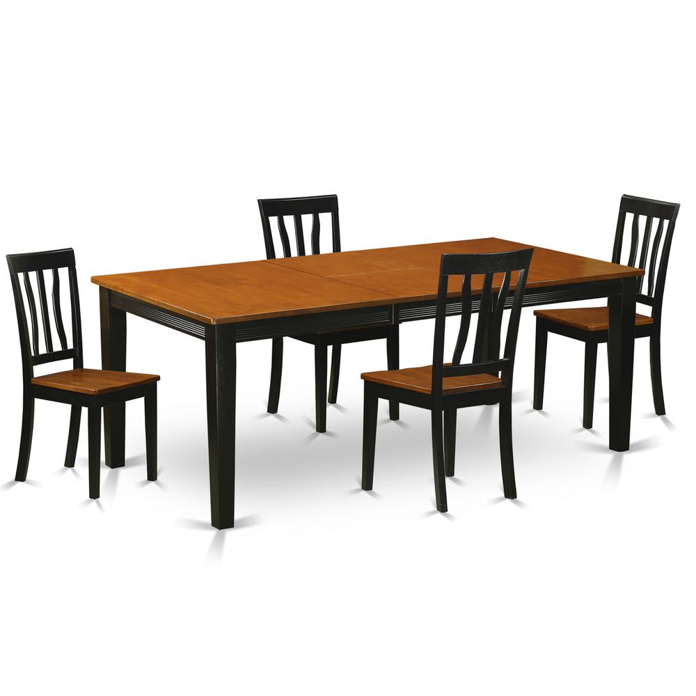5 Pc Dining Set-Dining Table With 4 Wooden Dining Chairs By East West Furniture - Quan5-Bch-W | Dining Sets | Modishstore - 2