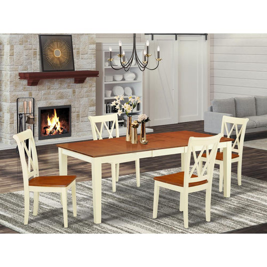 Dining Room Set Buttermilk & Cherry QUCL5-BMK-W By East West Furniture | Dining Sets | Modishstore