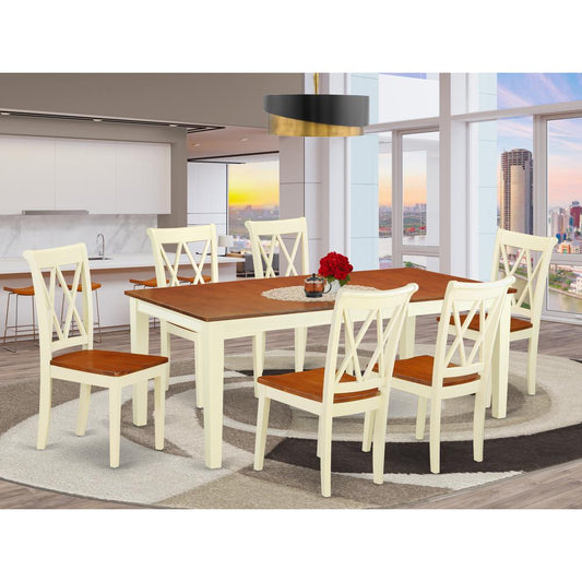 Dining Room Set Buttermilk & Cherry QUCL7-BMK-W By East West Furniture | Dining Sets | Modishstore