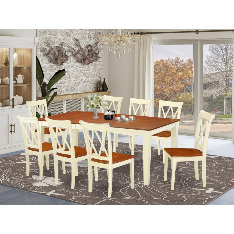 Dining Room Set Buttermilk & Cherry QUCL9-BMK-W By East West Furniture | Dining Sets | Modishstore