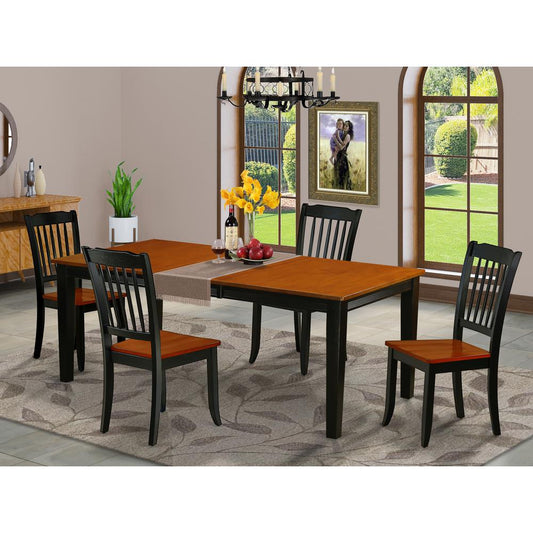Dining Room Set Black & Cherry QUDA5-BCH-W By East West Furniture | Dining Sets | Modishstore