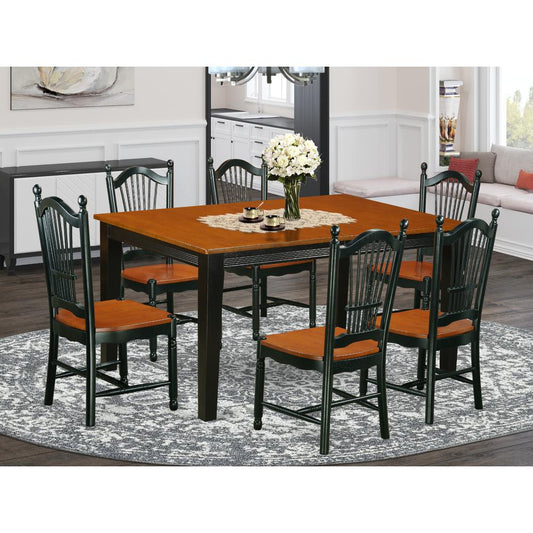 Dining Room Set Black & Cherry QUDO7-BCH-W By East West Furniture | Dining Sets | Modishstore