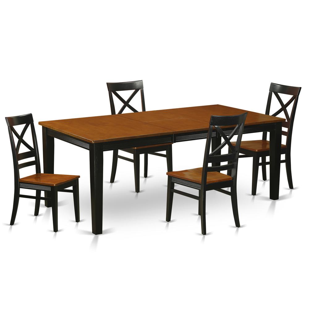 5 Pc Dining Room Set-Dining Table And 4 Dining Chairs By East West Furniture - Quin5-Blk-W | Dining Sets | Modishstore - 2