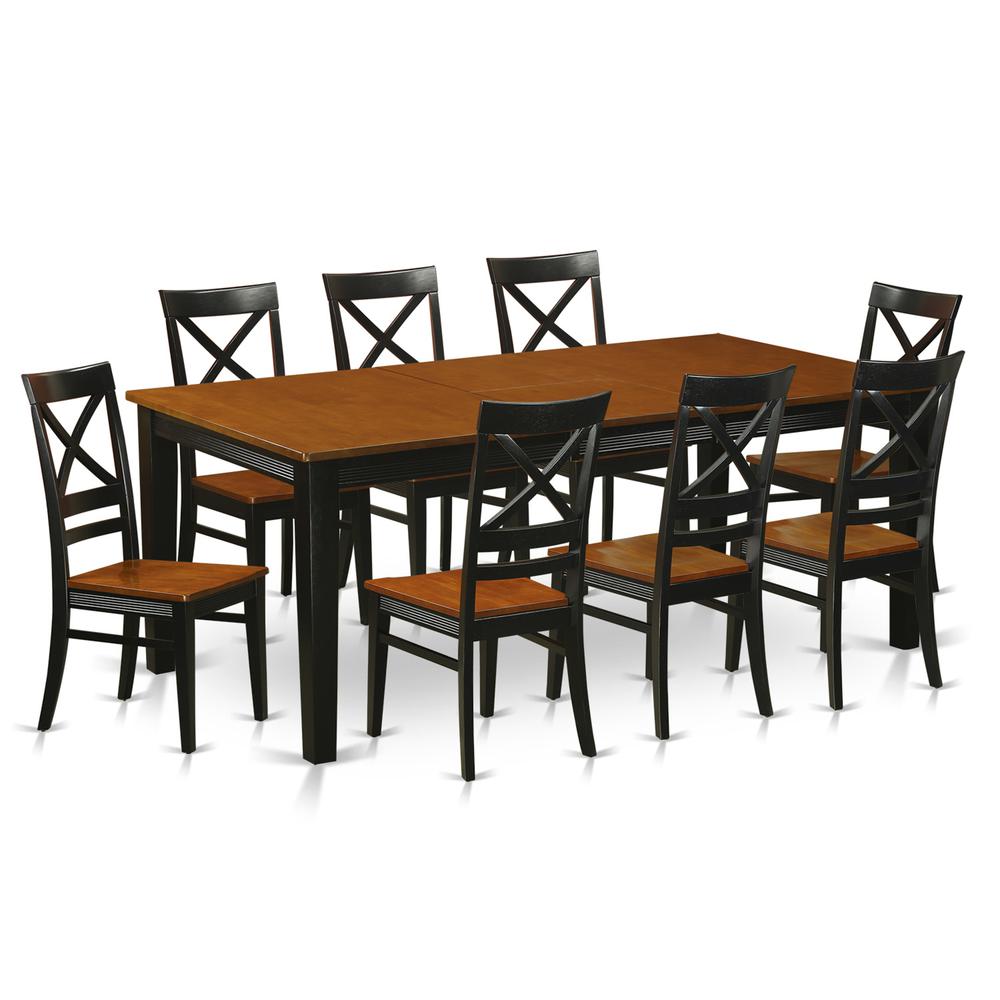 9 Pc Dining Room Set-Dining Table And 8 Dining Chairs By East West Furniture - Quin9-Blk-W | Dining Sets | Modishstore - 2