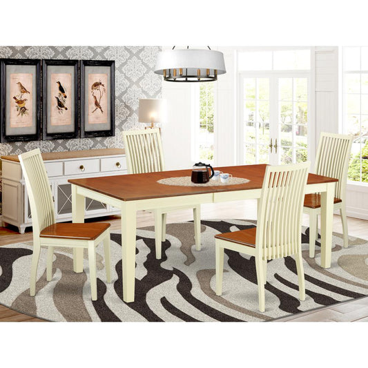 Dining Room Set Buttermilk & Cherry QUIP5-BMK-W By East West Furniture | Dining Sets | Modishstore