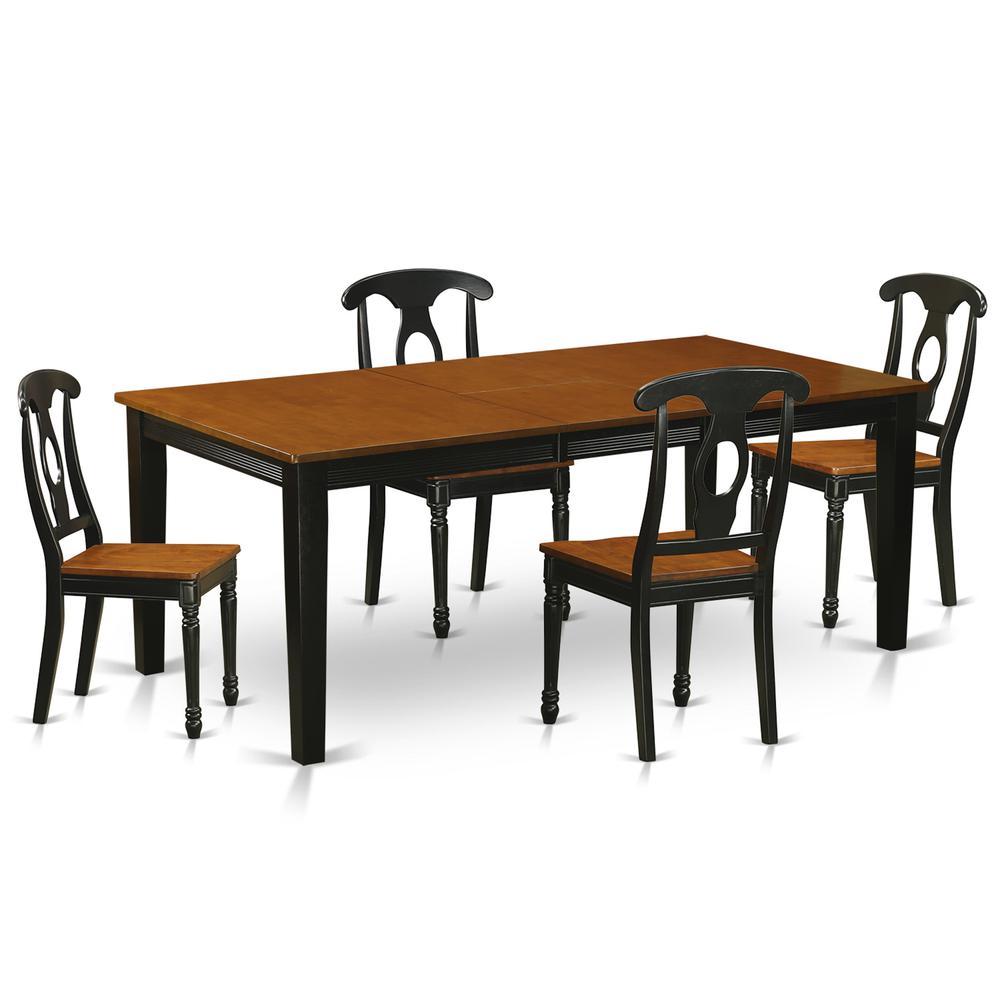 5 Pc Dining Room Set-Dining Table With 4 Wood Dining Chairs By East West Furniture - Quke5-Bch-W | Dining Sets | Modishstore - 2