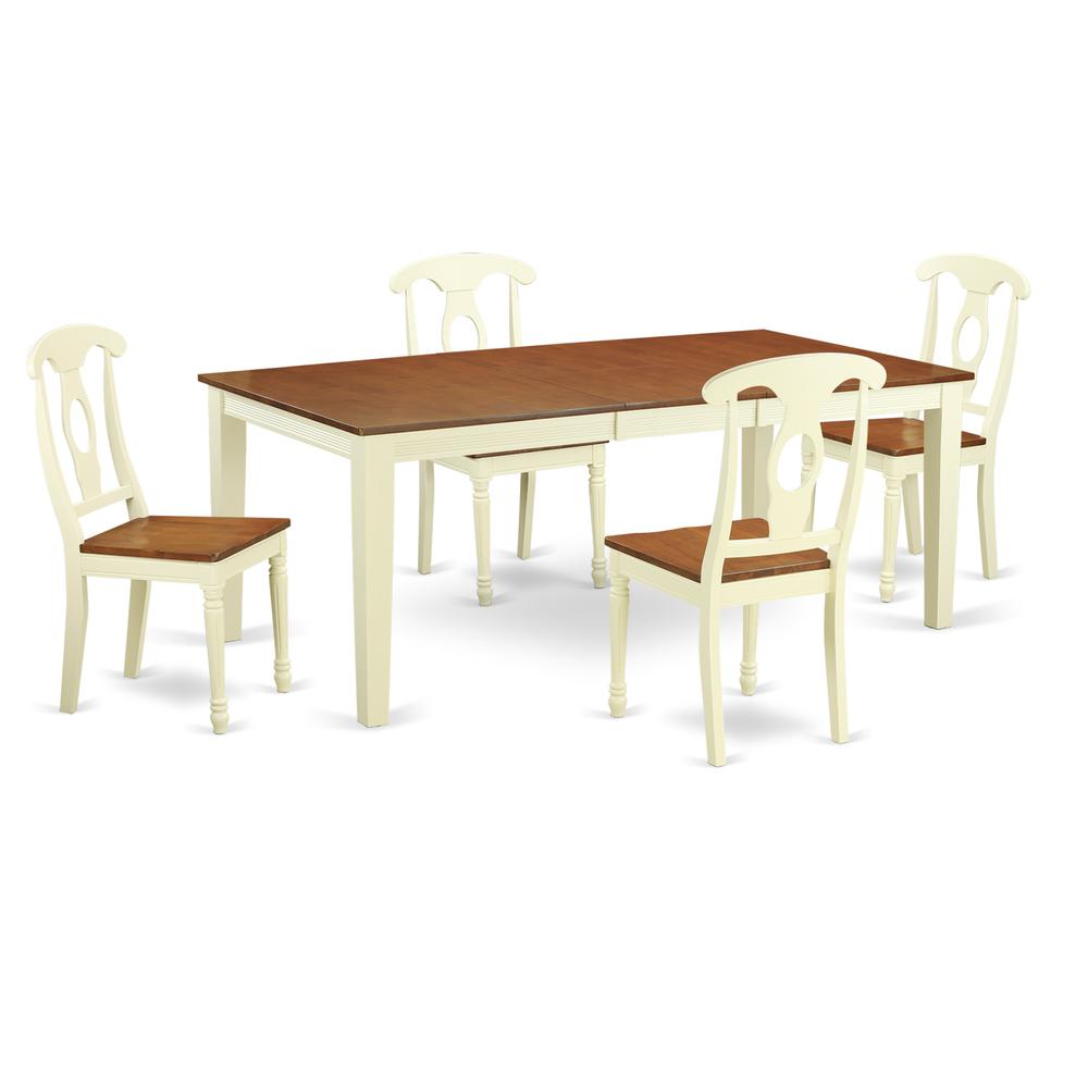 5 Pc Table Set For 4-Kitchen Dinette Table And 4 Kitchen Chairs By East West Furniture - Quke5-Whi-W | Dining Sets | Modishstore - 2