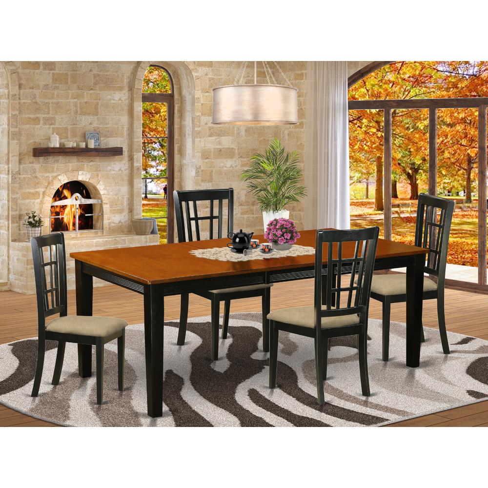 5 Pc Dining Set-Dining Table With 4 Wood Dining Chairs By East West Furniture - Quni5-Bch-C | Dining Sets | Modishstore - 2